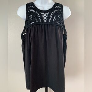 Time and Tru Black Crochet Tank Top